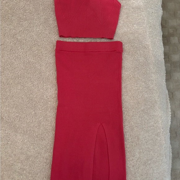 Fashion Nova Pink Ribbed Knit Set - Picture 2 of 4